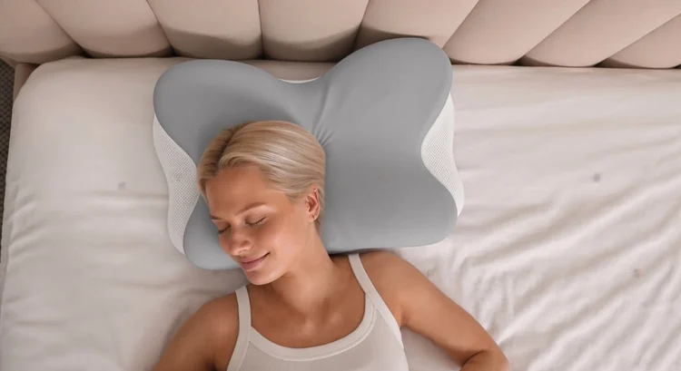 Smooth Sleep cervical pillow supporting the head and neck during sleep